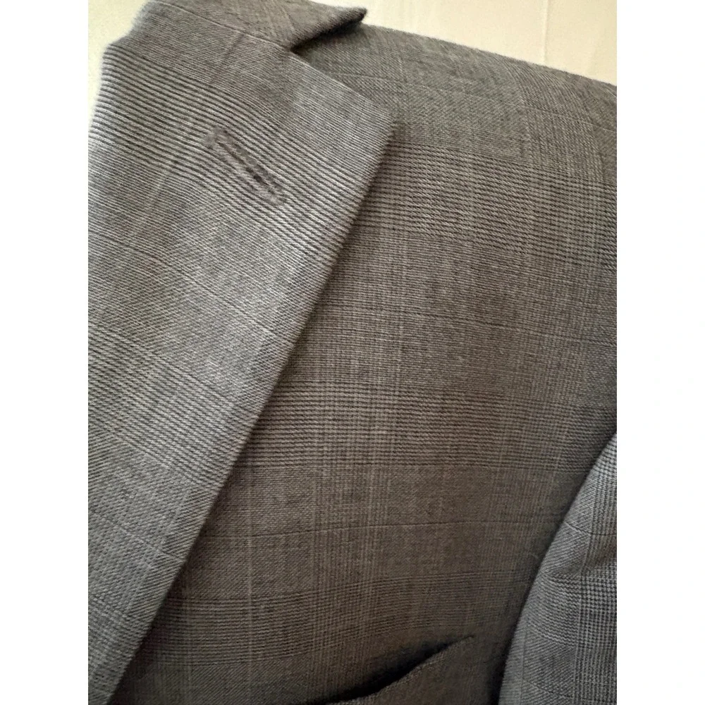 Joseph Abboud 38L Gray Wool‎ Glen Plaid Suit 34x31